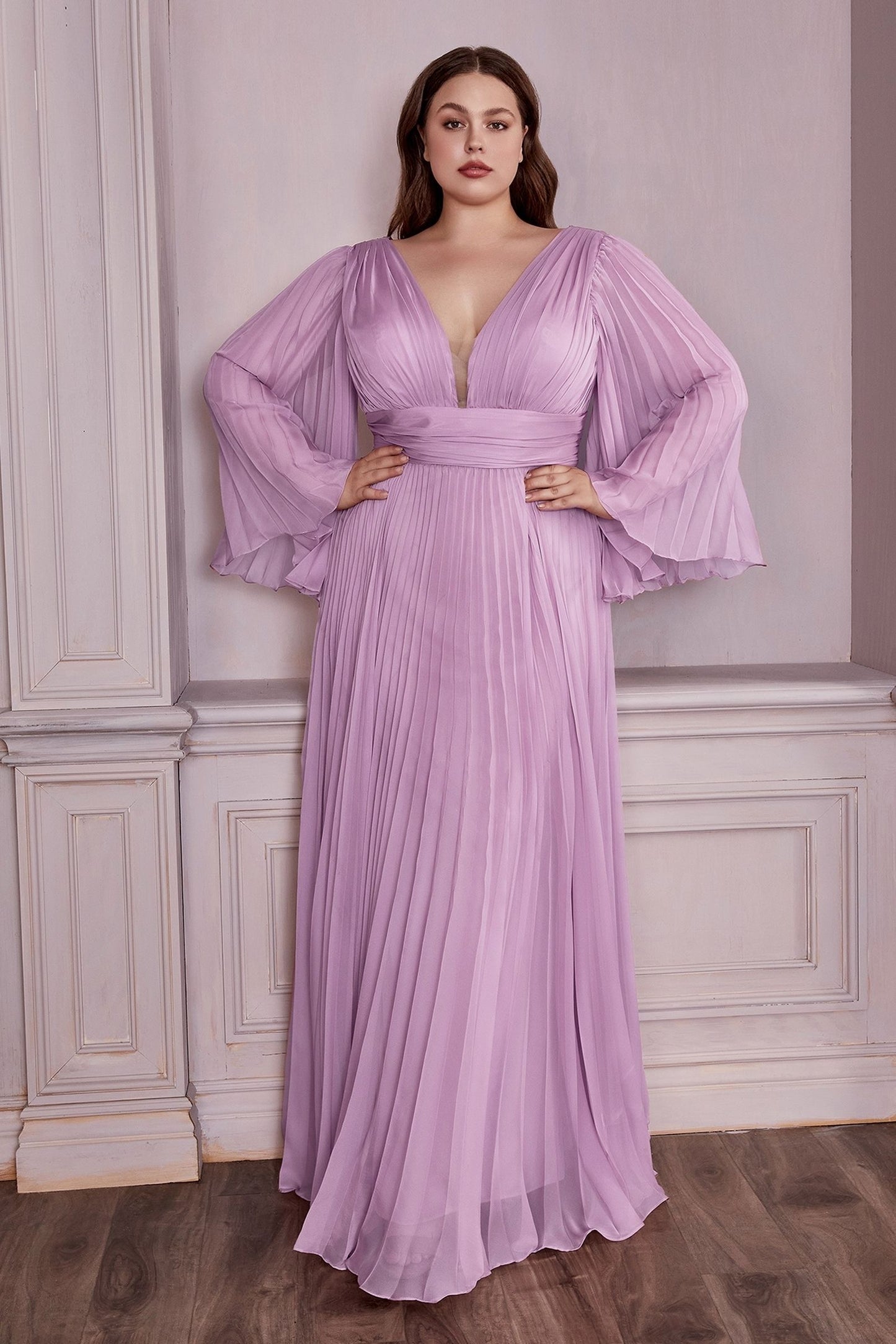 Long Sleeve Chiffon Gown-4