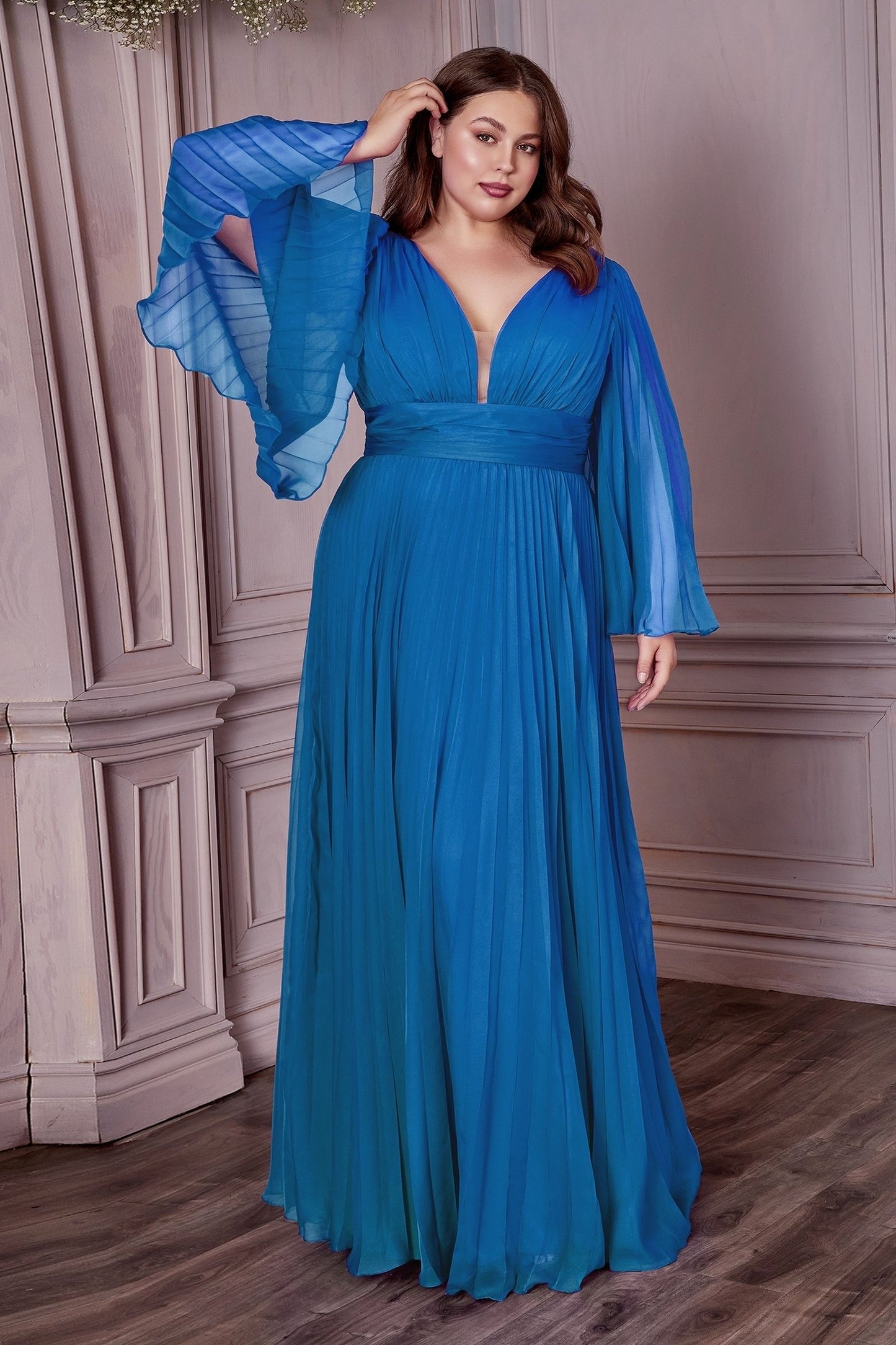 Long Sleeve Chiffon Gown-7