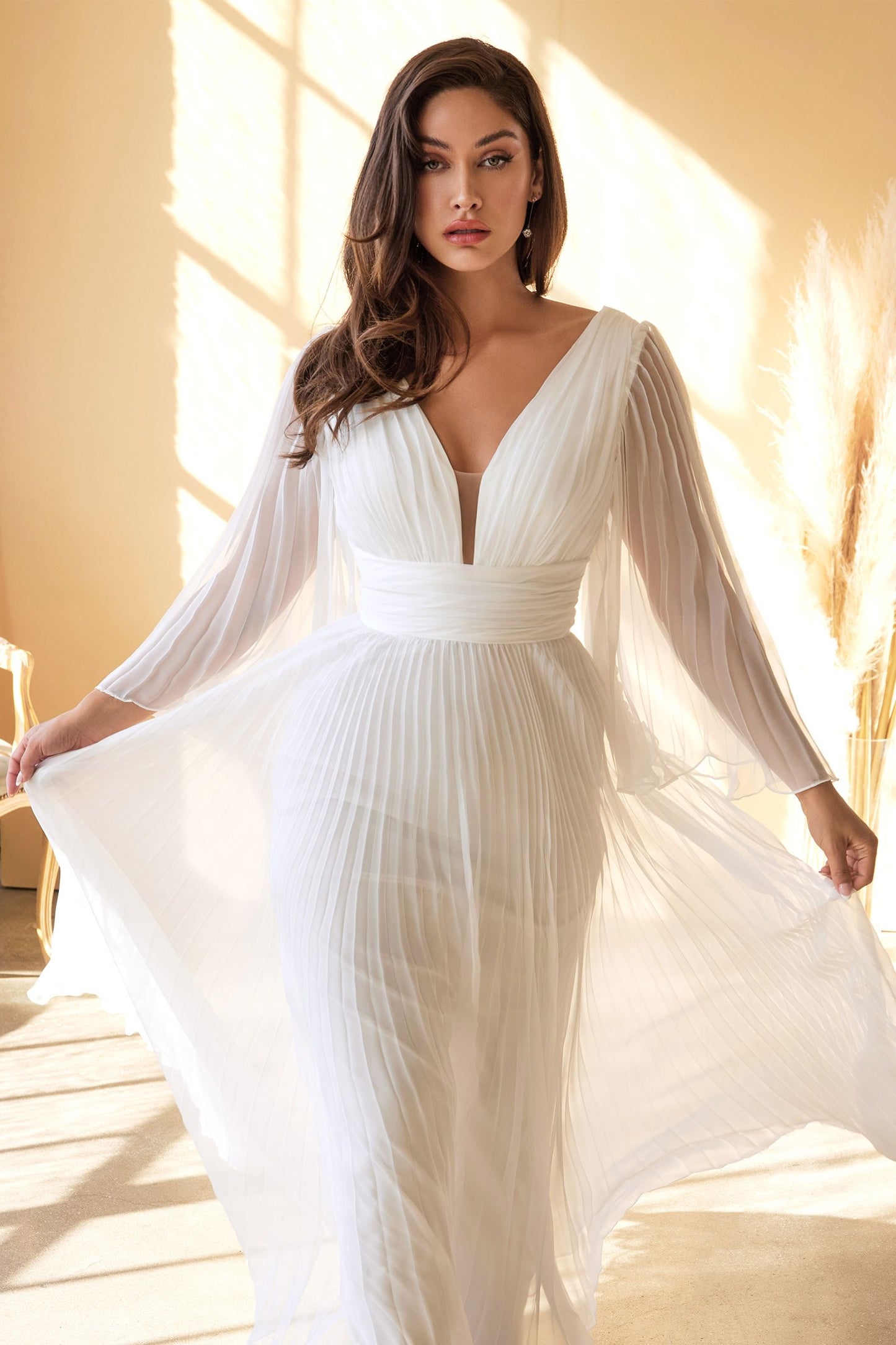 Pleated Chiffon Bridal Gown-2