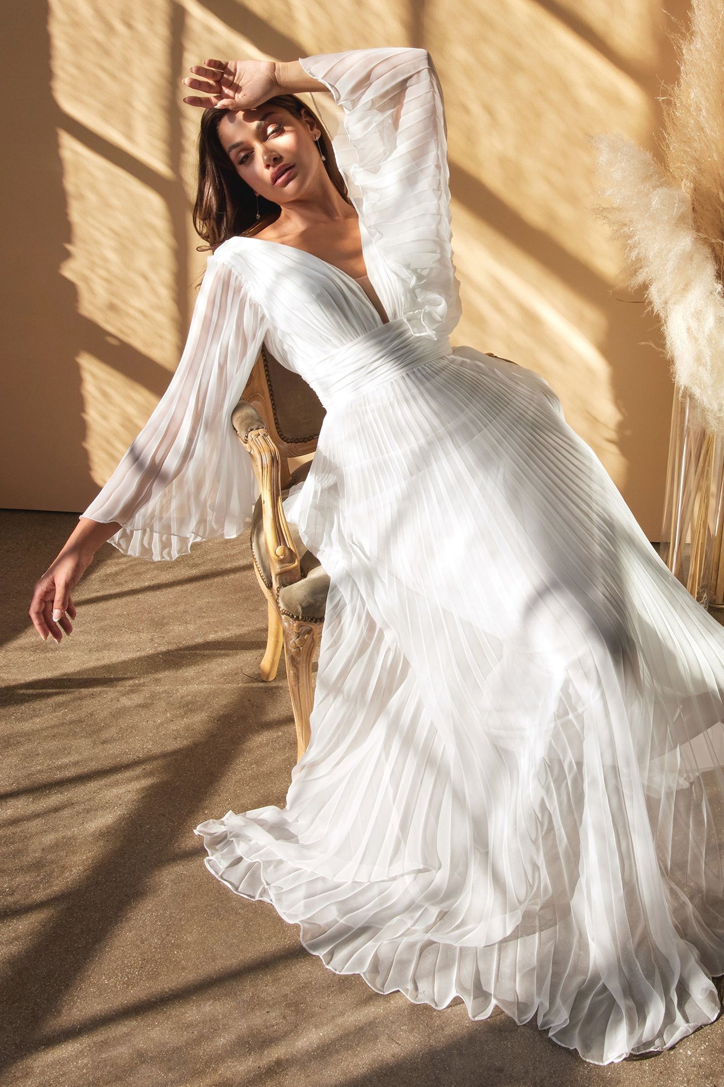 Pleated Chiffon Bridal Gown-4