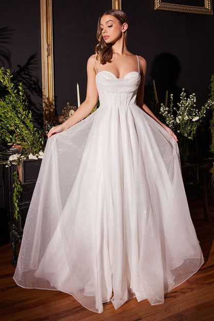 Glitter Flocked Bridal Ball Gown-0