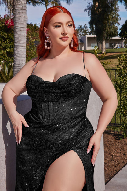 Curve Glitter Corset Fitted Gown-0