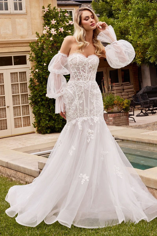 Strapless Mermaid Wedding Dress & Removable Sleeves-0