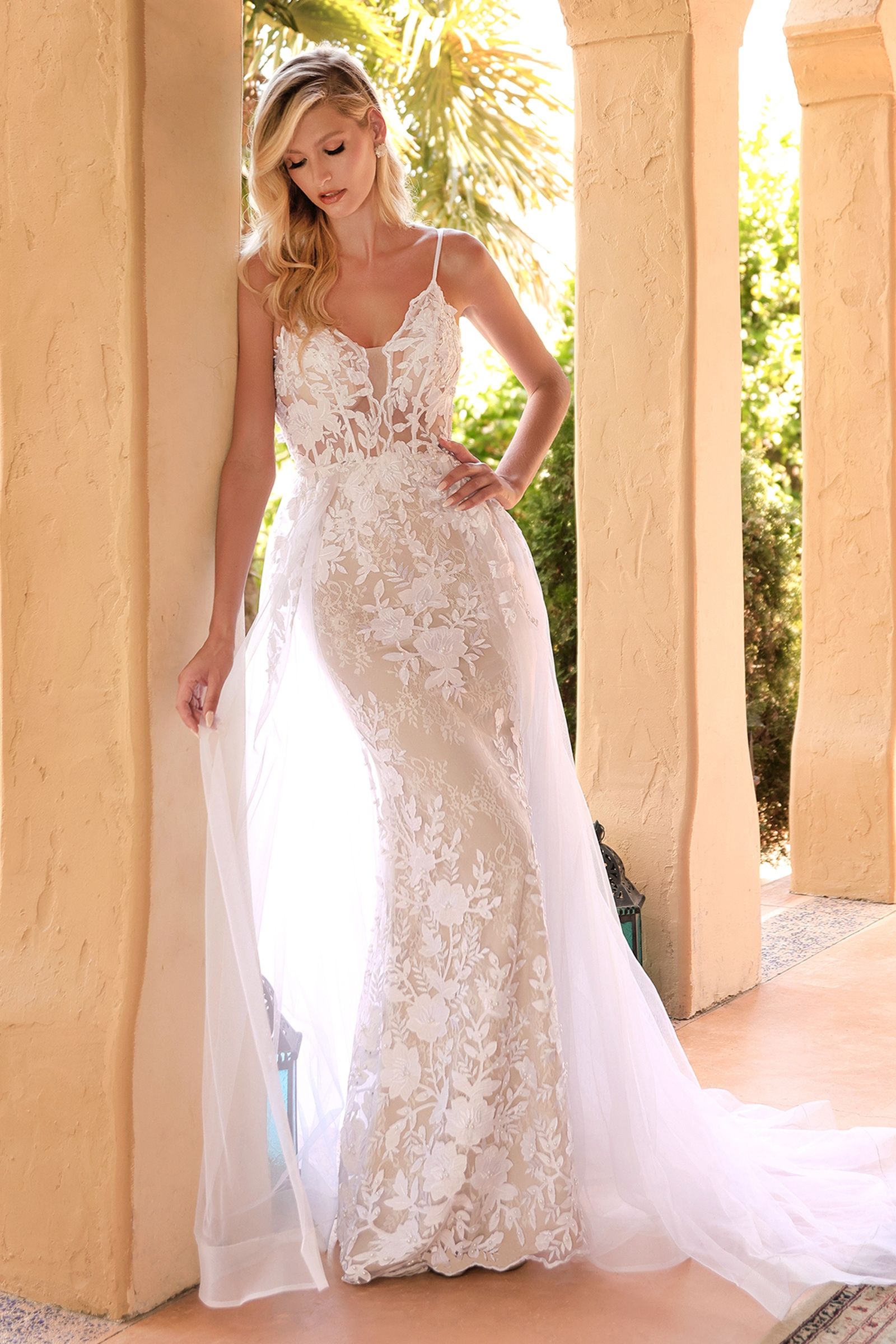 Lace Wedding Gown With Overskirt-0