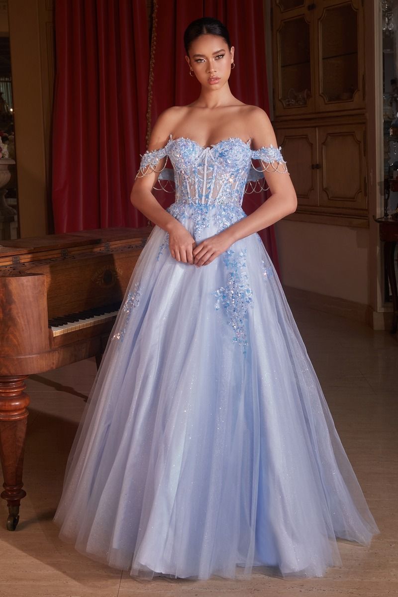 Off The Shoulder Tulle Ball Gown-0