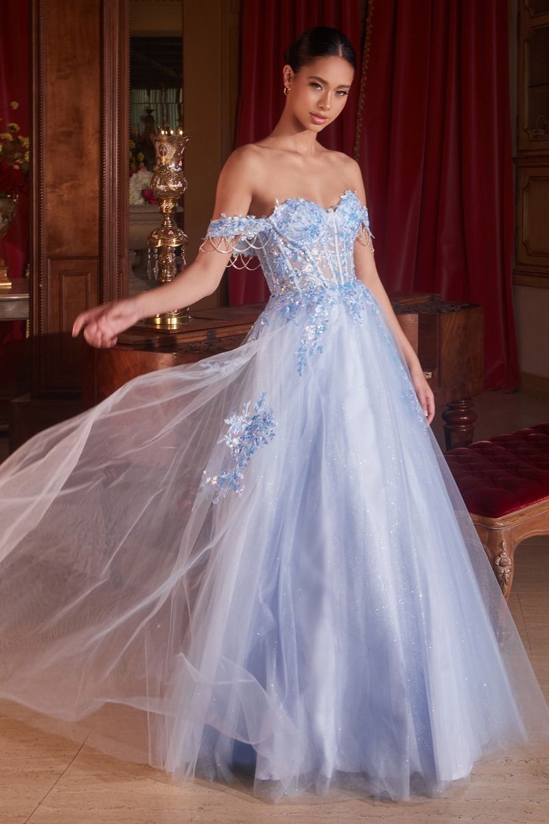 Off The Shoulder Tulle Ball Gown-1