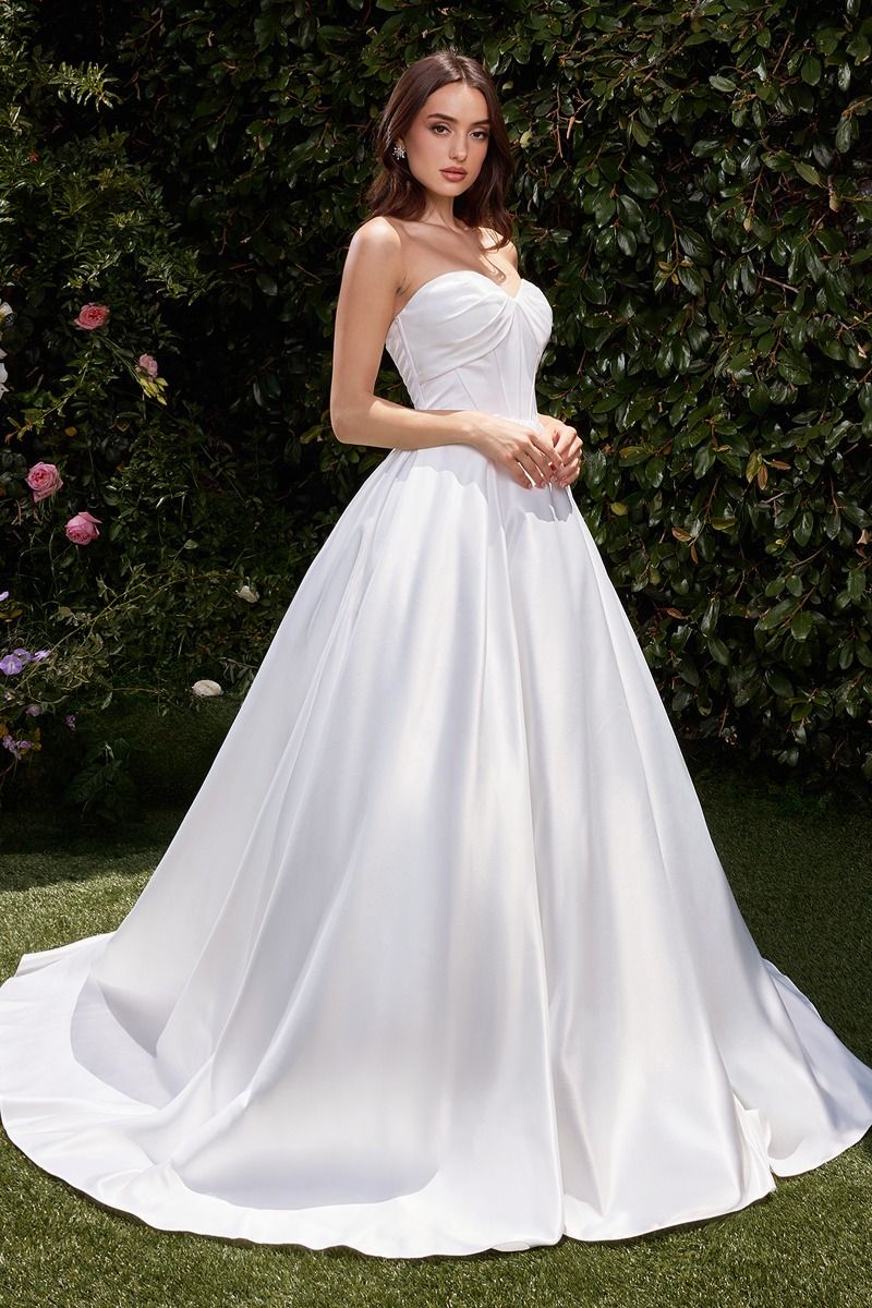 Strapless Satin Bridal Ball Gown-0