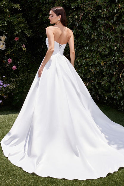 Strapless Satin Bridal Ball Gown-3