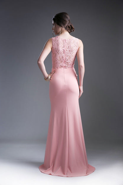 Fitted Gown With Lace Bodice-1