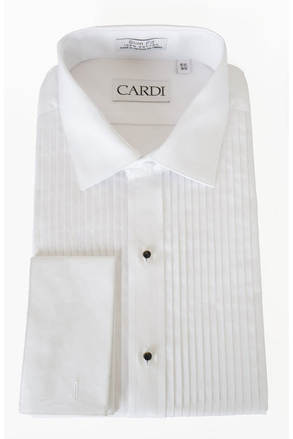 "Charles" White Spread Collar Tuxedo Shirt-0