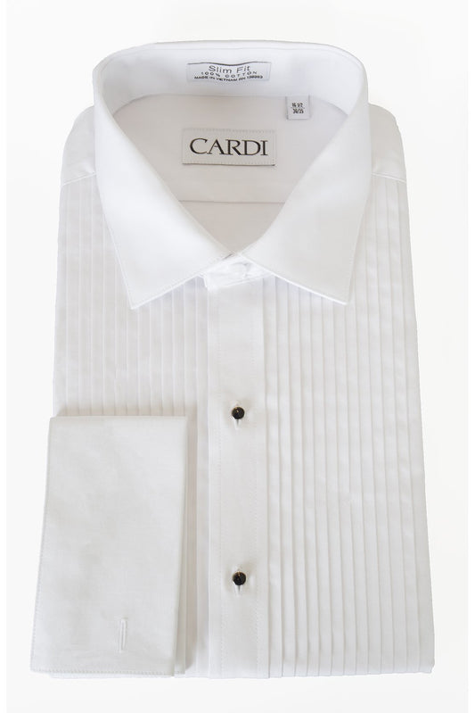 "Charles" White Spread Collar Tuxedo Shirt-0