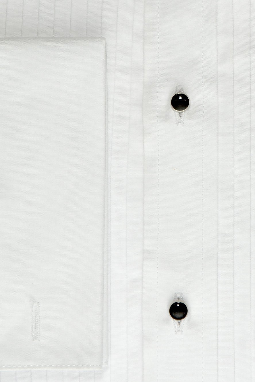 "Charles" White Spread Collar Tuxedo Shirt-2