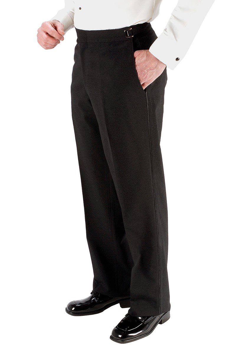 "Christopher" Black Luxury Viscose Blend Tuxedo Pants-0