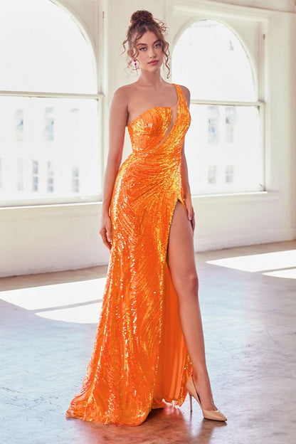 One Shoulder Sequin Gown-6