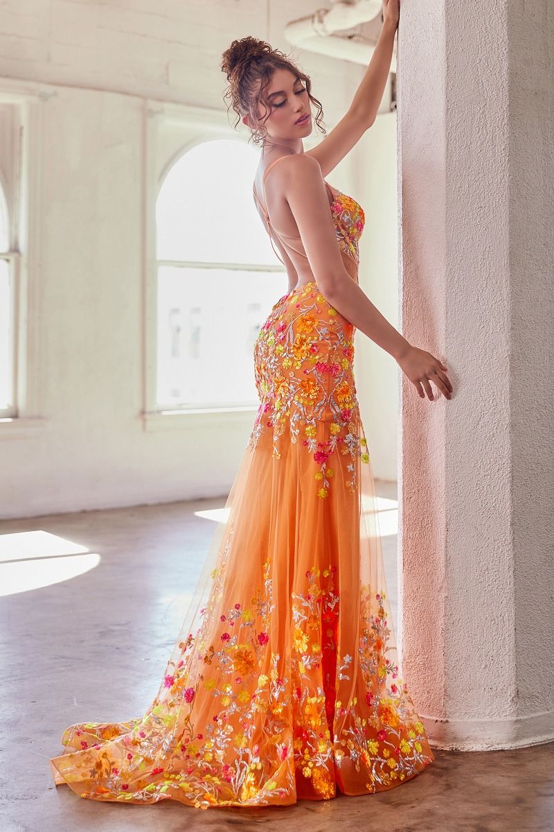 Fitted Orange Mermaid Dress-1