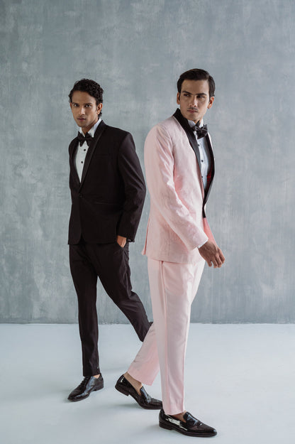 Dempsey - Light Pink Abstract Embroidered Tuxedo Set-0