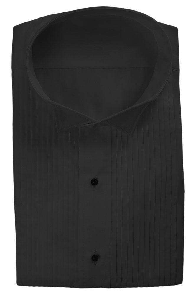 "Dante" Black Pleated Wingtip Tuxedo Classic Fit Shirt-0