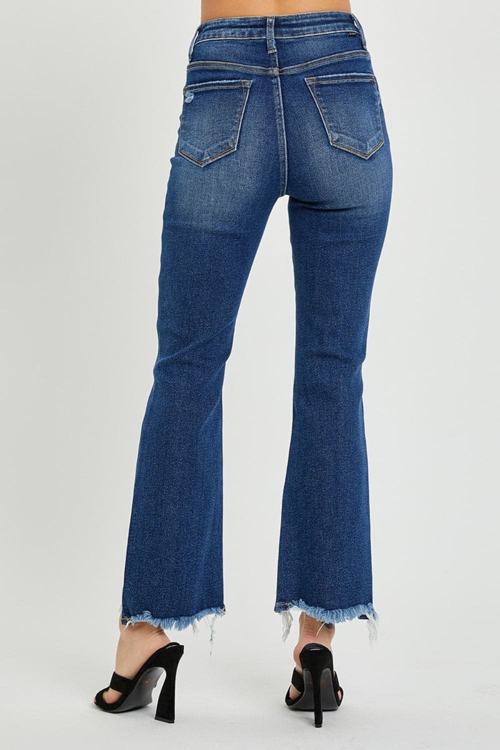 RISEN High Rise Distressed Crop Flare Jeans-1