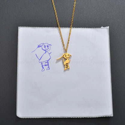 CREATE YOUR OWN DESIGN & DRAWINGS - Doodle Drawing Necklace - custom necklace-4