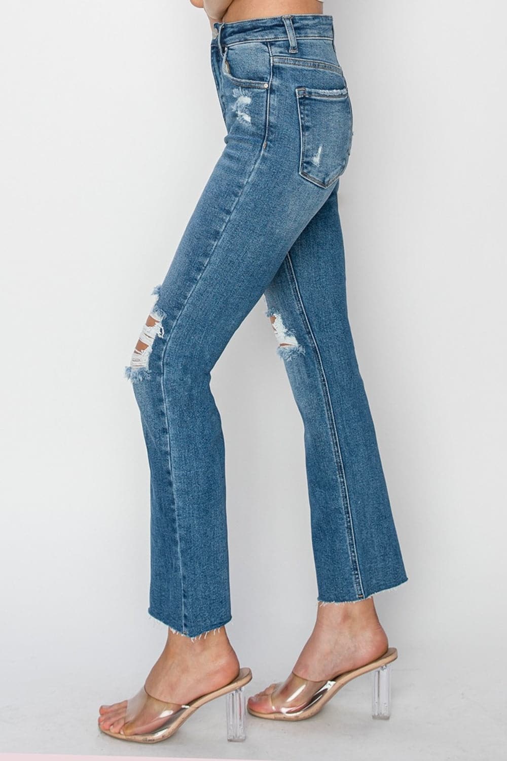 RISEN High Rise Distressed Ankle Jeans-2