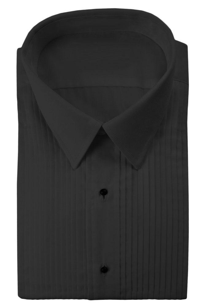 "Enzo" Black Pleated Laydown Tuxedo Classic Fit Shirt-0