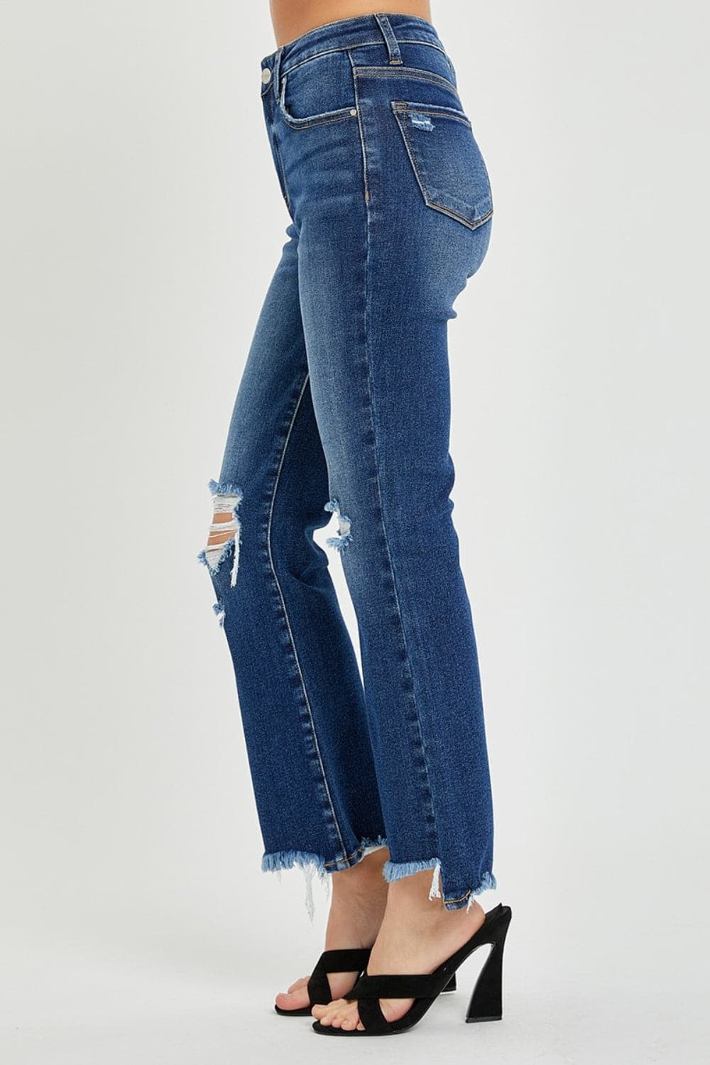 RISEN High Rise Distressed Crop Flare Jeans-2