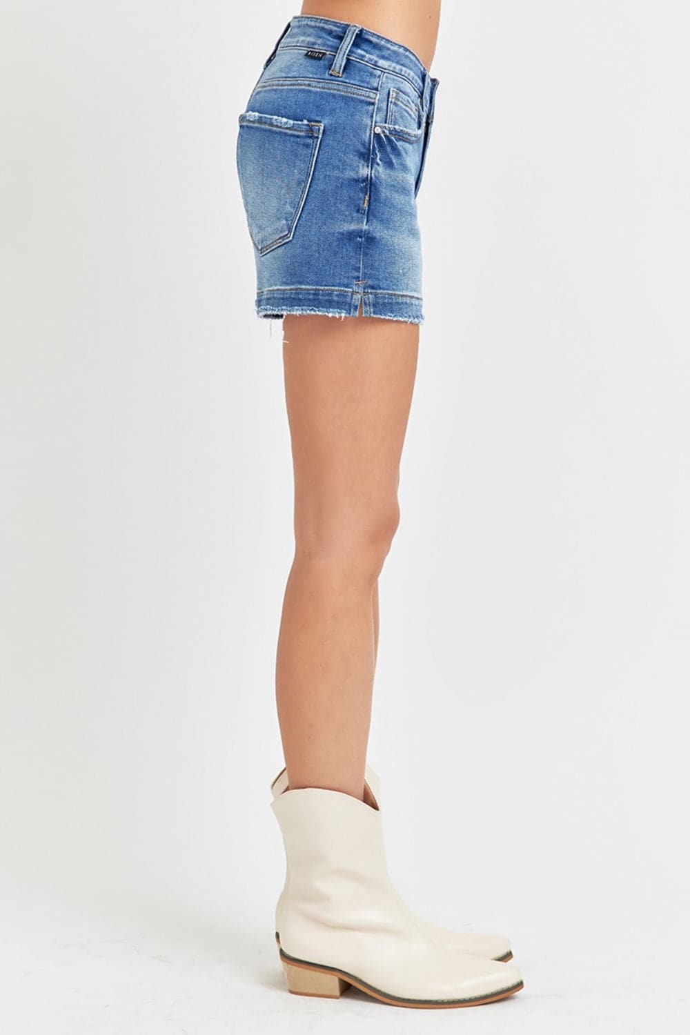 RISEN Low Rise Slit Denim Shorts-2