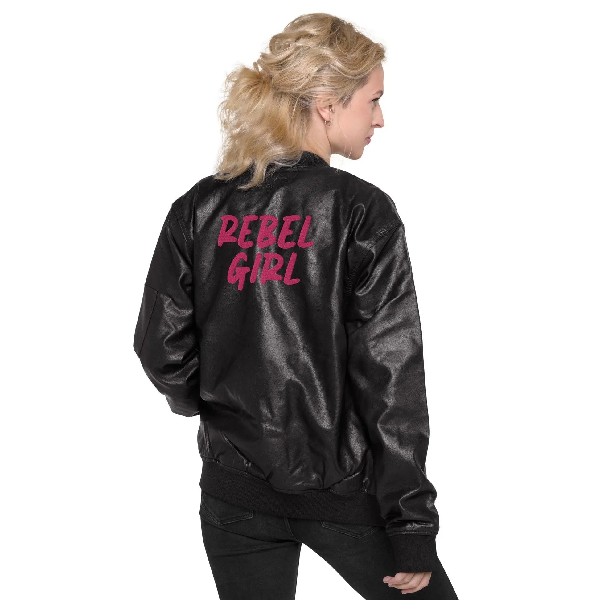 REBEL GIRL Leather Bomber Jacket-2