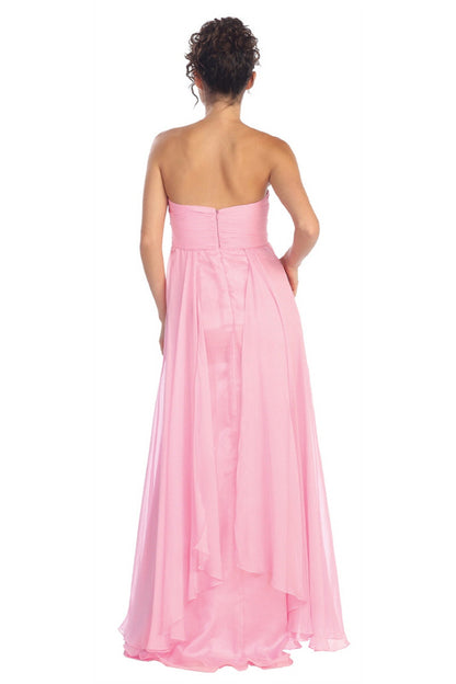 Empire Strapless Sweetheart Chiffon Floor Length Dress with Beaded Bodice-1