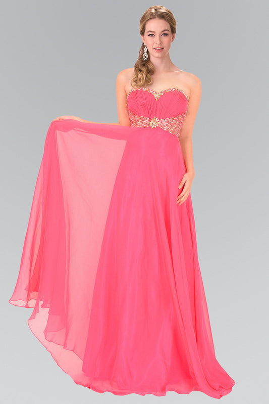 Sweetheart Chiffon Long Dress with Beaded Bodice-0