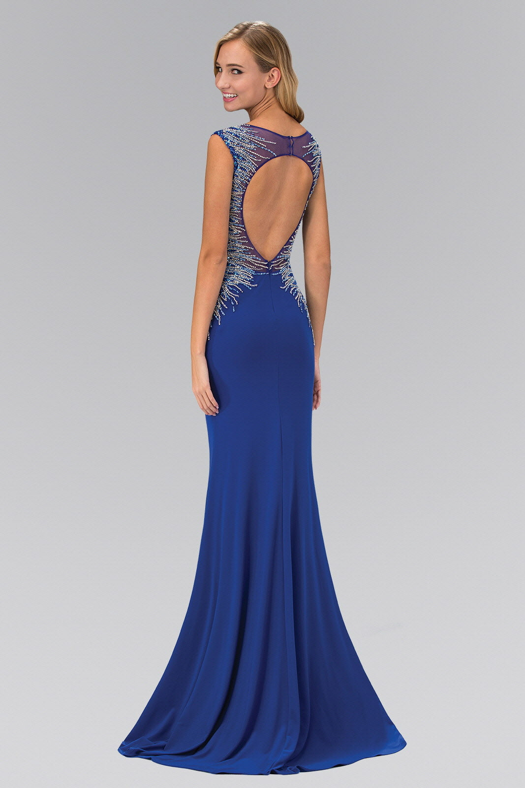 Sleeveless Floor Length Dress with Open Back and Beaded accent-1