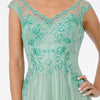 Embroidered Bodice V-Neck Long Dress w/ V-Back-2