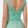 Embroidered Bodice V-Neck Long Dress w/ V-Back-3