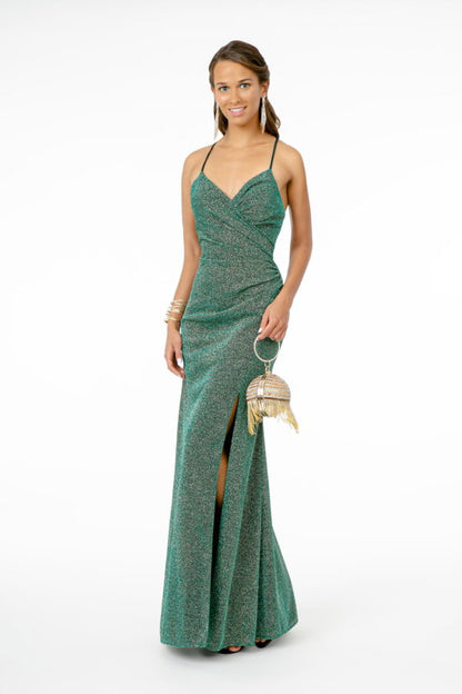 Strappy Ruched Sequined Long Dress by Elizabeth K-1