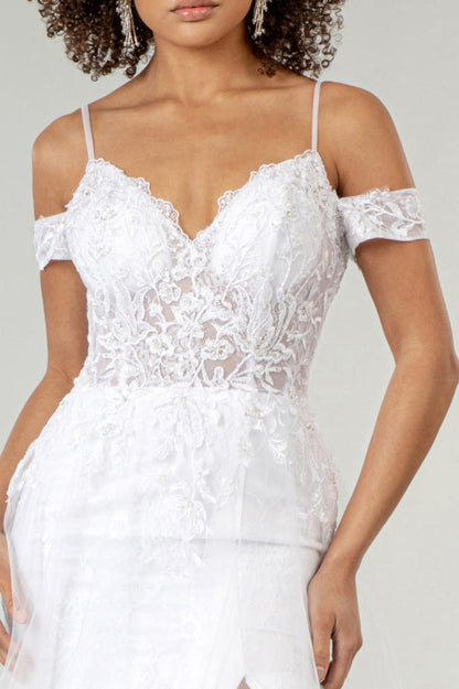 Sweethearted Embroidered Spaghetti Strap Wedding Gown w/ Lace Lining-2