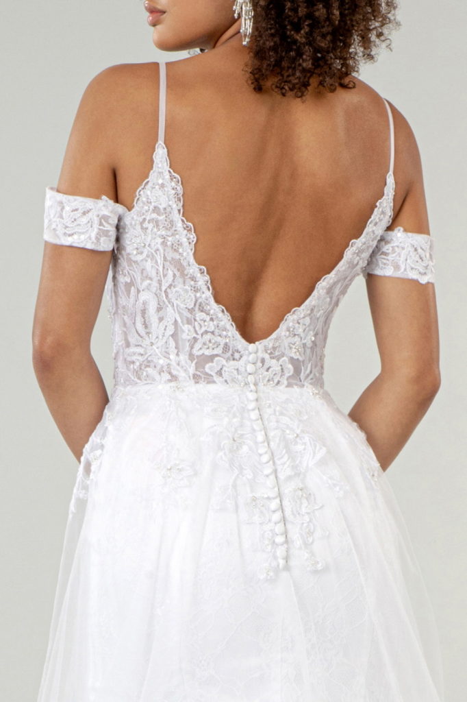 Sweethearted Embroidered Spaghetti Strap Wedding Gown w/ Lace Lining-3