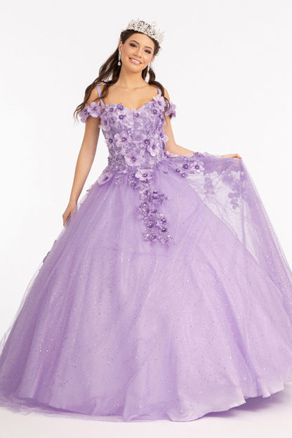 Embroidery and 3D Floral Applique Embellished Sweetheart Quinceanera Dress-1