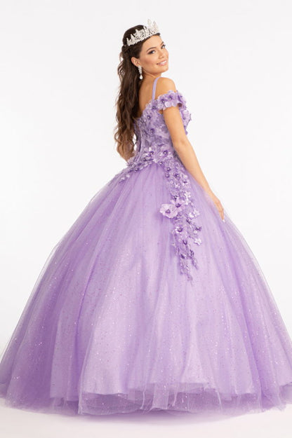 Embroidery and 3D Floral Applique Embellished Sweetheart Quinceanera Dress-2