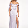 Sweetheart Neckline Satin Long Dress w/ Slit-2