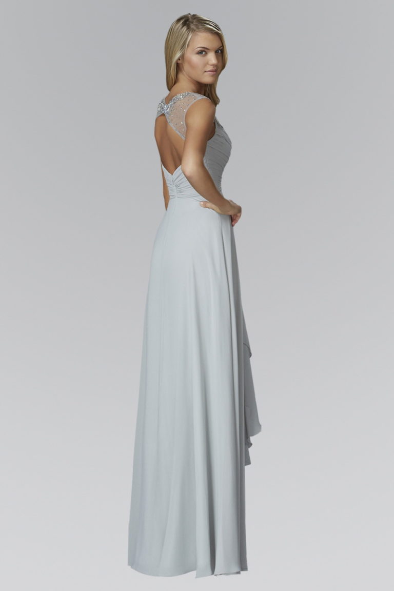 Sweetheart Long Chiffon Dress with Beaded Detailing-1