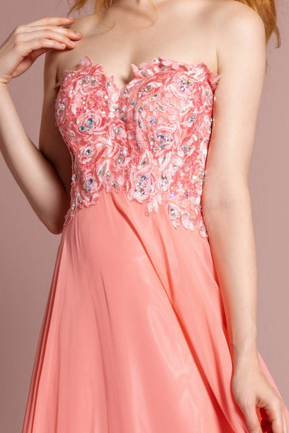 Strapless Chiffon Long Dress with Sweetheart Neckline-4