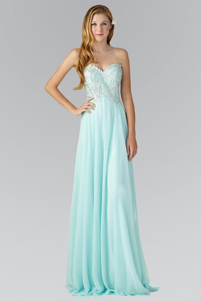 Strapless Chiffon Long Dress with Sweetheart Neckline-5