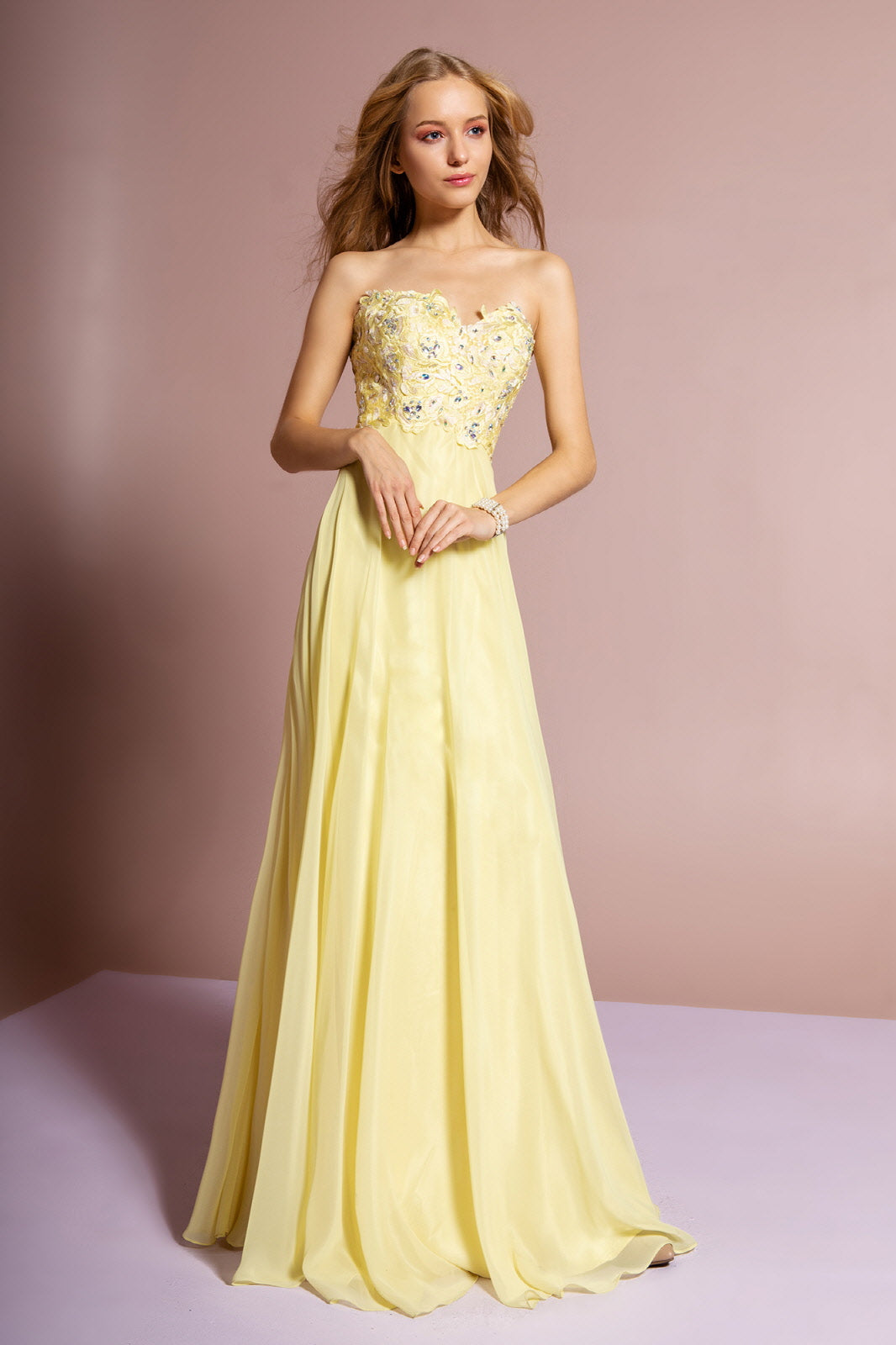 Strapless Chiffon Long Dress with Sweetheart Neckline-0