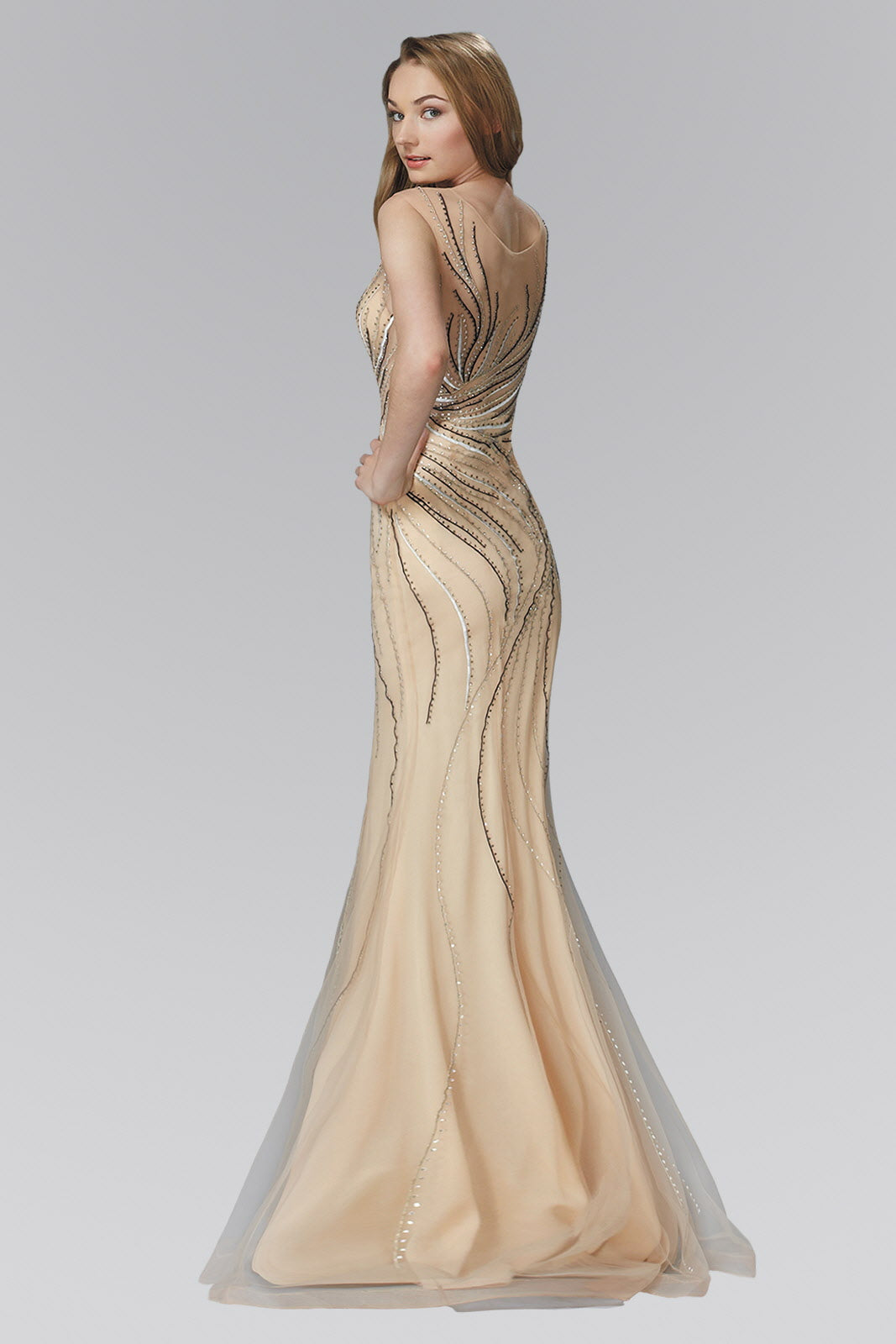 Floor Length Dress with Rhinestone Detailing-1