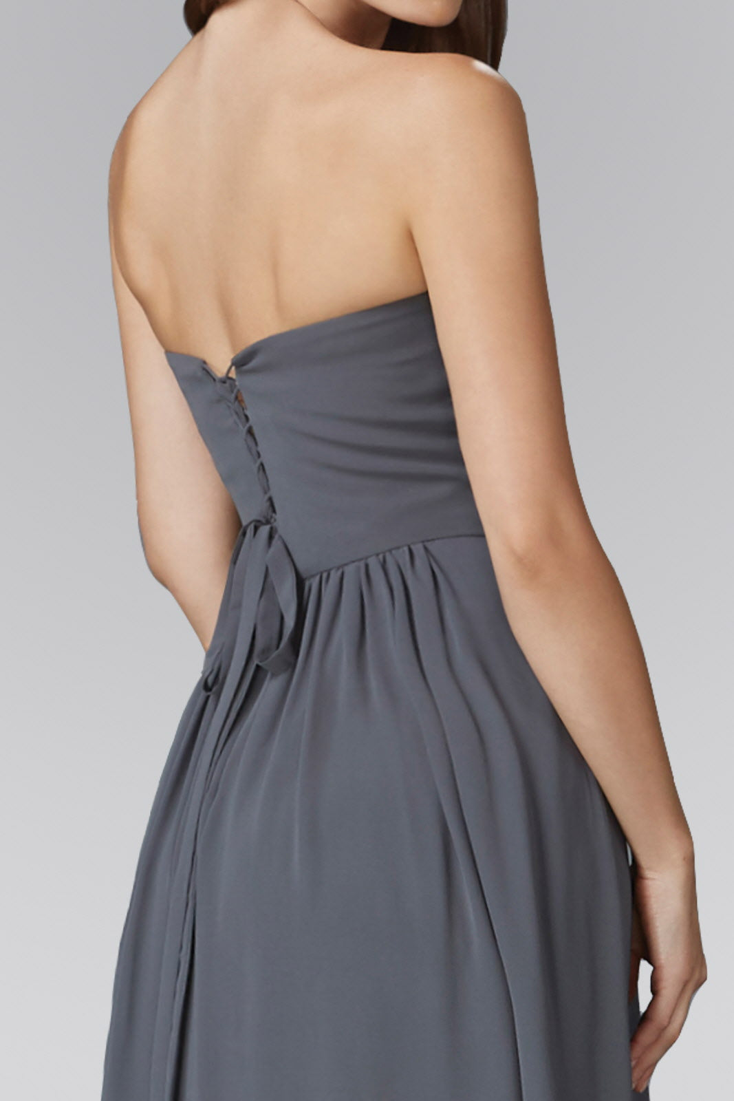 Strapless Sweetheart Floor Length Dress with Corset Back and Jewel Detailing-4