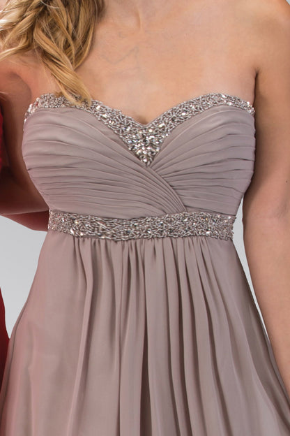 Strapless Sweetheart Floor Length Dress with Corset Back and Jewel Detailing-1