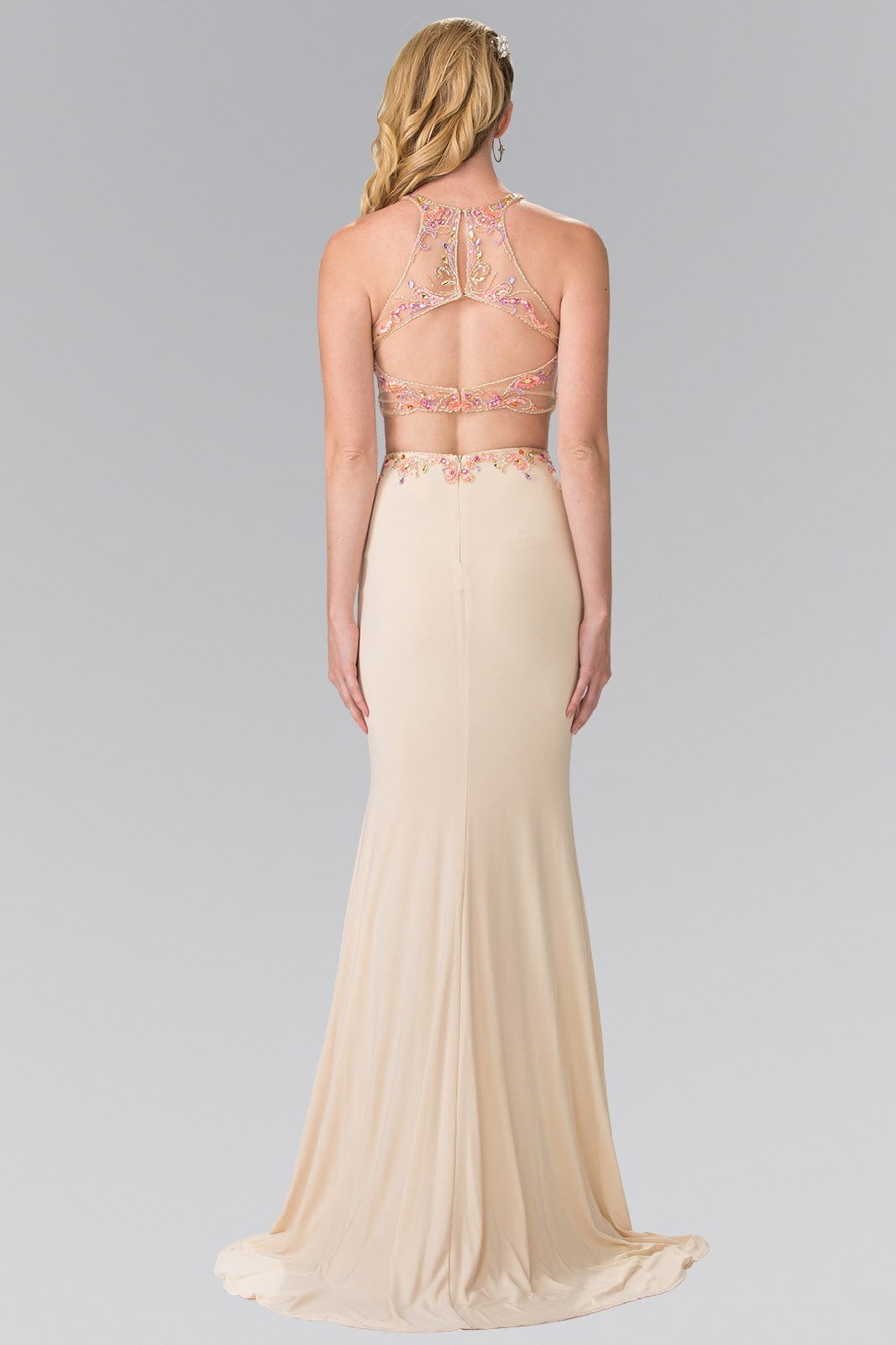 Beaded Two-Piece Dress with Cut-Out Back-1