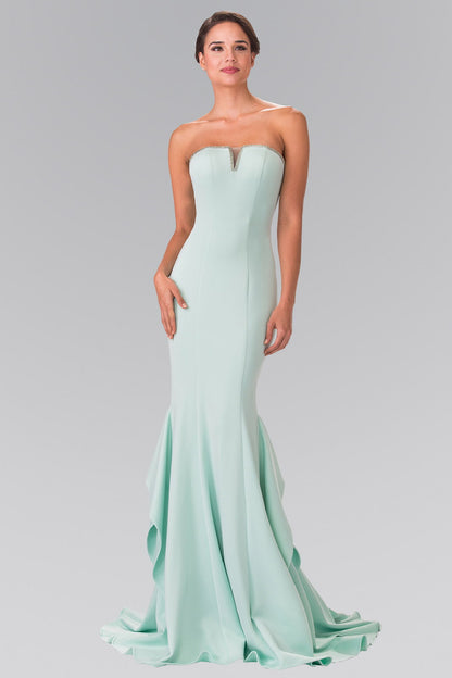 Strapless Long Dress with Beading Along The Top of The Bodice-0