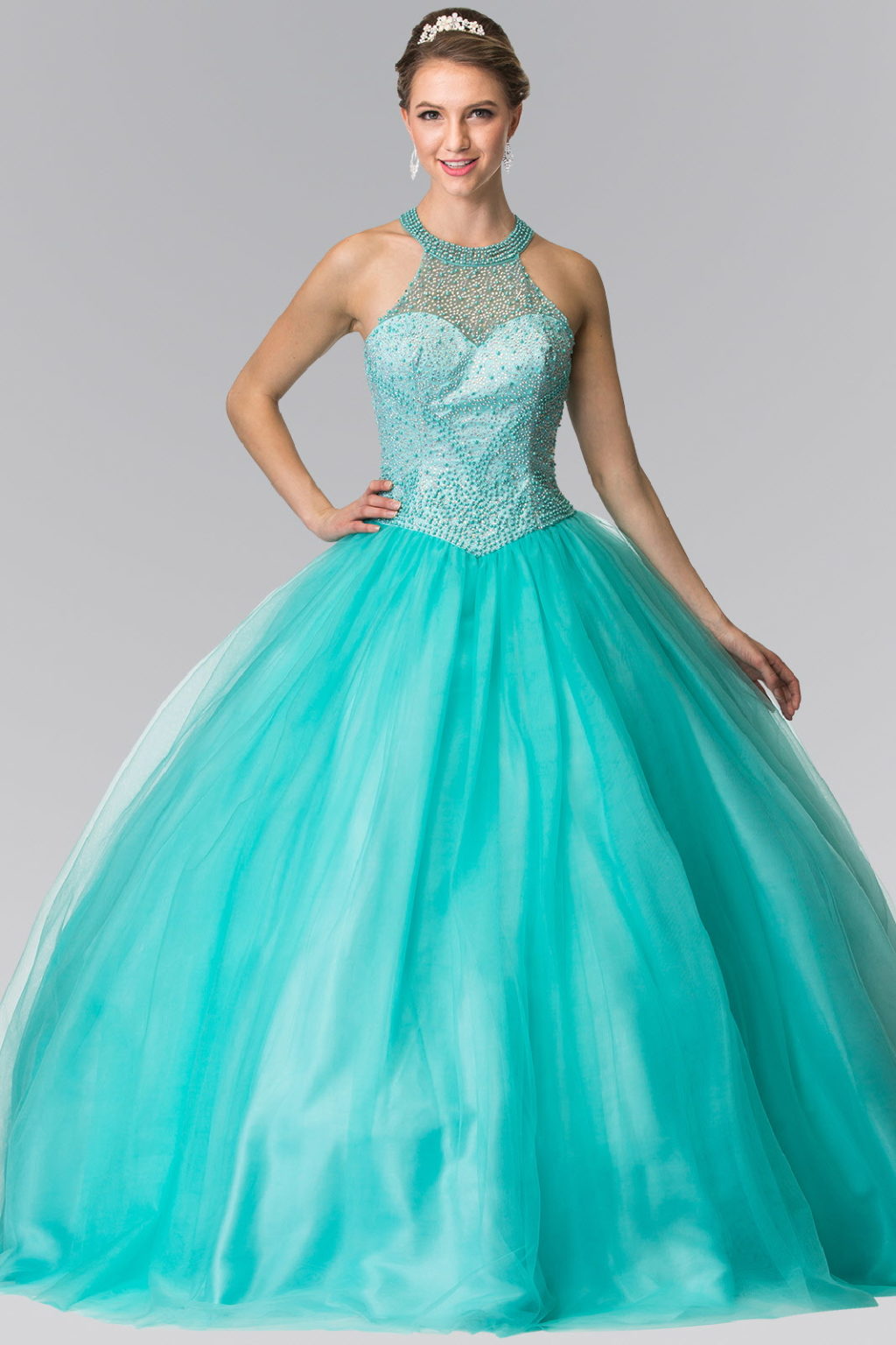 Illusion Sweathearted Tulle Quinceanera Dress-1