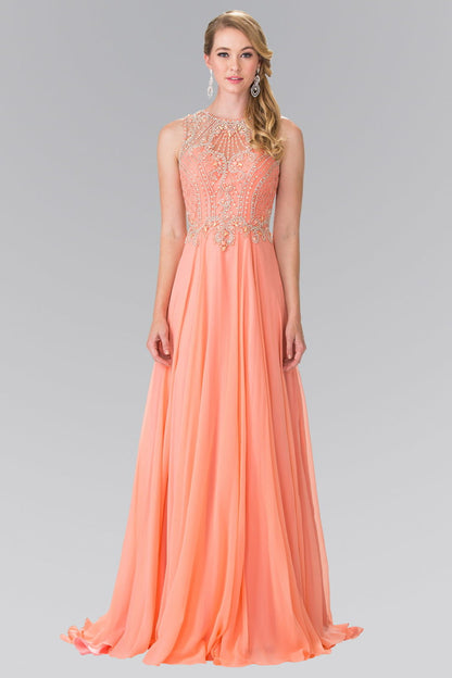 Beads Embellished Chiffon Long Dress with Cut-Out Back-4